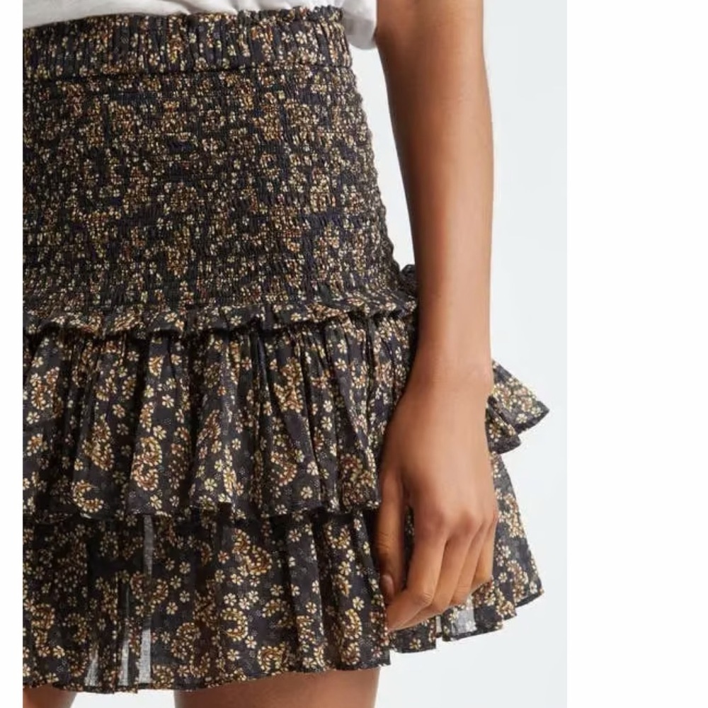 ISABEL MARANT Naomi Smocked Tiered Ruffle Miniskirt